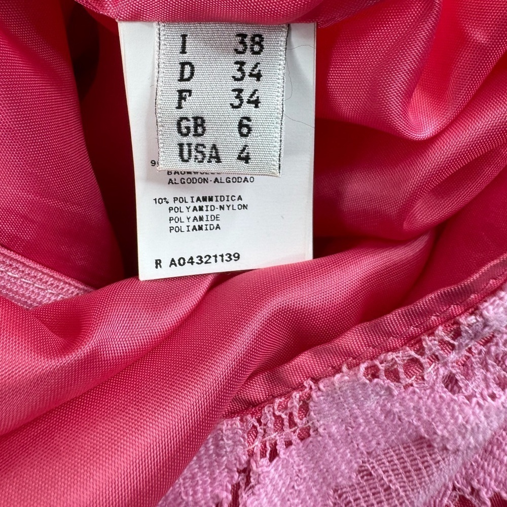 Moschino Y2K Cheap & Chic Barbie Pink Crochet Lace Lined Shift Dress Size 4 - Picture 4 of 12